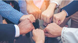 Banner Diverse multiethnic Partners hands together teamwork group of multi racial people meeting join hands togetherness