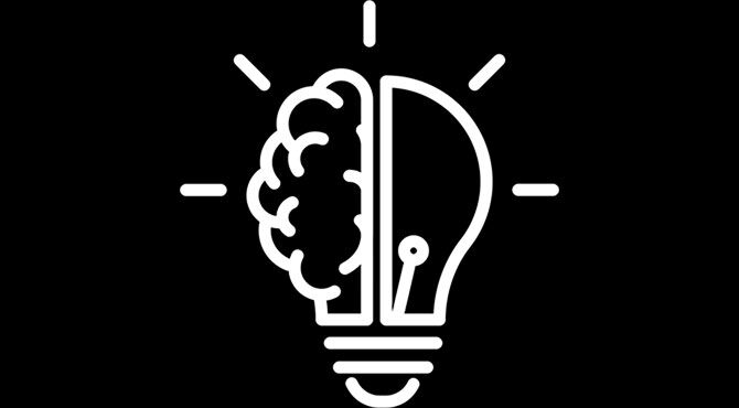 An illustration of a brain and a lightbulb