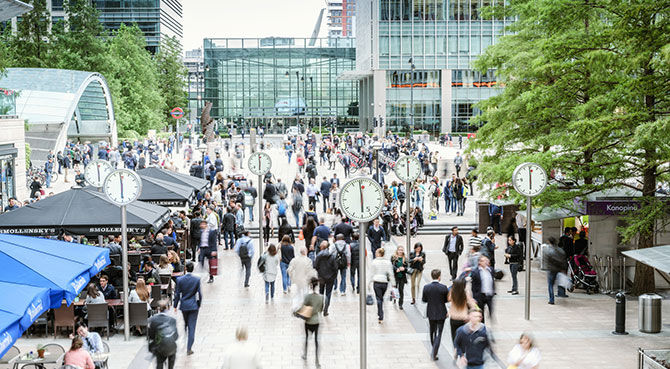 Canary Wharf: People travelling to work