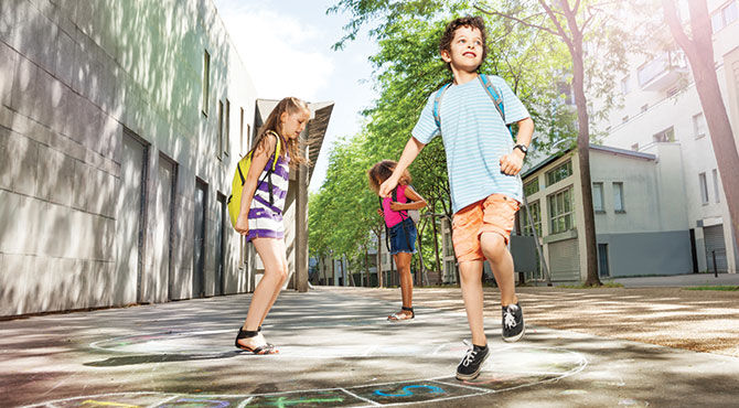 Children playing in a playground