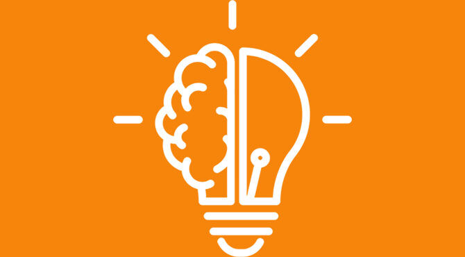 Light bulb and brain illustrating an article about managing uncertainty