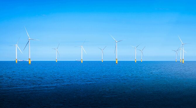 Wind turbines in the sea